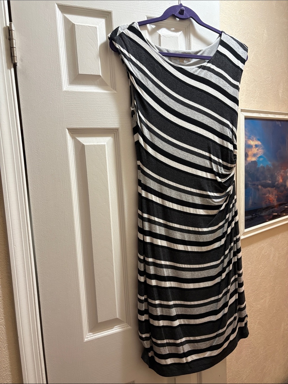 Ann Taylor Loft Striped Jersey Midi Dress, size medium